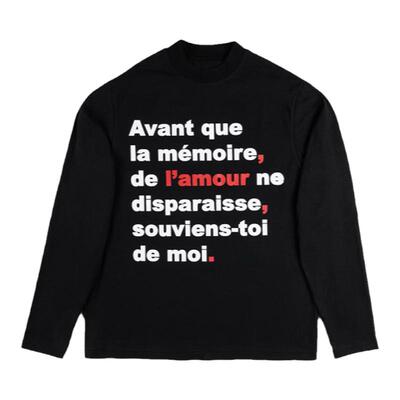 重磅美式小领口标语长袖