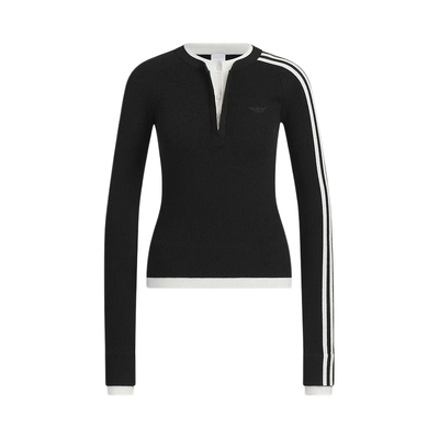 阿迪达斯三叶草假两件内搭运动修身圆领针织衫2026春女毛衣KS5333