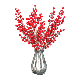 干花花束仿真花红果发财果红豆金色银杏叶尤加利插花客厅新年摆件