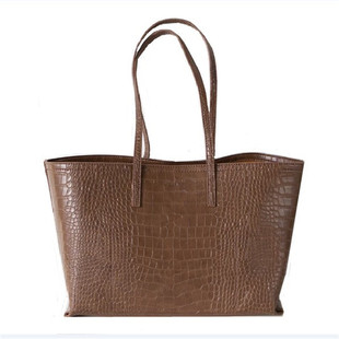 新款韩版简约秋冬复古鳄鱼纹单肩包大容量手提子母包时尚托特包女