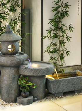 假山流水喷泉摆件庭院水景阳台鱼池室内景观造景玄关露台花园布置