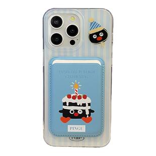 可爱卡通pingu生日蛋糕帽子企鹅适用苹果16手机壳15磁吸卡包iPhone14promax日韩ins风13/12华为mate60pro全包