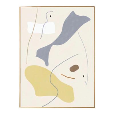 莫兰迪抽象风卧室墙鹅黄色装饰画