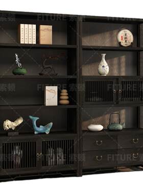 侘寂风实木博古架展示台
