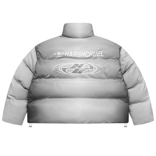 harsh and cruel 街头感渐变排版印花款休闲宽松面包羽绒服