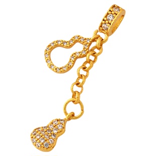 铜镀沙金镶锆石流苏葫芦吊坠手工diy手链滴溜小挂件莲蓬吊饰配件