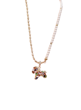 彩色水晶项链女轻奢时尚珍珠