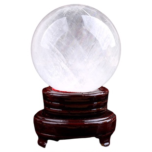 天然白水晶球原石打磨出鉴定证书客厅书房补缺角床头朝西风水摆件