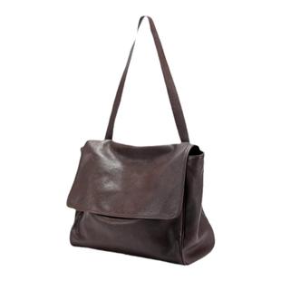 奚梦瑶同款植鞣皮平替翻盖邮差包女款大容量电脑包通勤单肩斜挎包