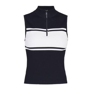 婉甸2025黑色半拉链无袖毛织套头衫百搭针织衫1241W04MS2