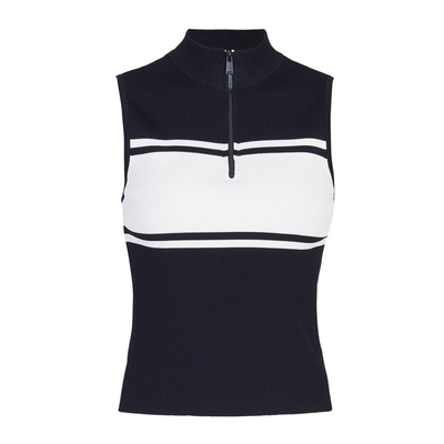 婉甸黑色半拉链无袖毛织套头衫