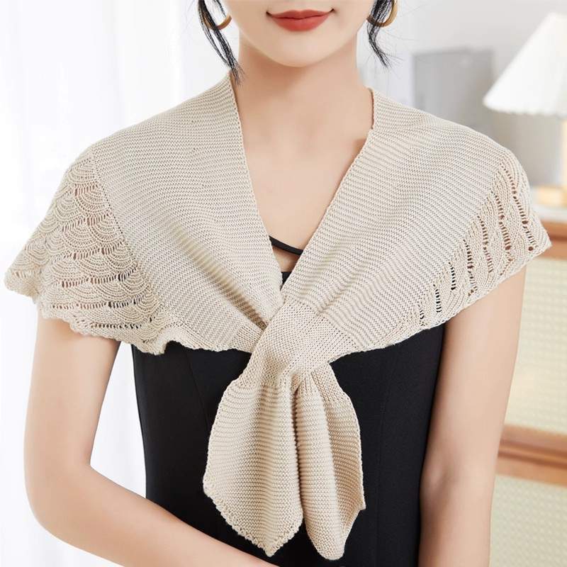 冰丝披肩外搭女减龄鱼尾纹斗篷搭肩夏季护颈空调房纯色百搭围脖