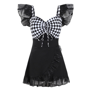 型盛游泳衣女款2026新款网红纯欲风保守显瘦性感连体遮肉泡温泉装