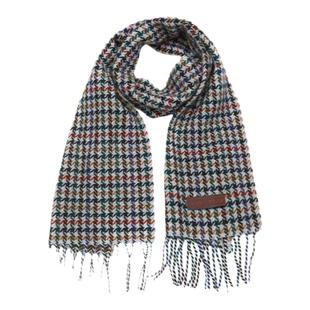King Deer/鹿王羊绒围巾千鸟缩绒格流苏男士商务保暖秋冬新款