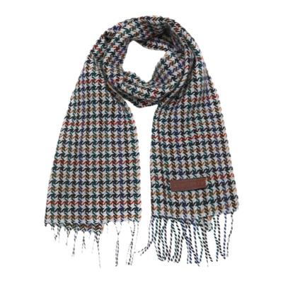 King Deer/鹿王羊绒围巾千鸟缩绒格流苏男士商务保暖秋冬新款