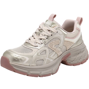 百丽女鞋子厚底银色老爹鞋夏季新款增高鞋运动休闲鞋D7S1DBM5