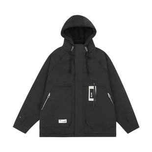 纺布者潮牌加肥加大码棉衣外套男冬季新款胖子宽松加厚中长款棉服