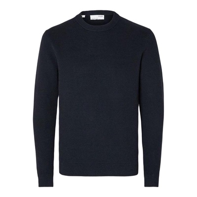 代购SELECTED思莱德男士毛衣保暖舒适深蓝圆领秋冬日常针织简约