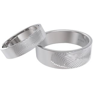 情侣铂金指纹对戒刻骨铭心一戒锁定灵魂之款设计定做老师傅纯手工