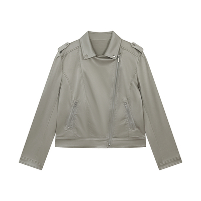 FUNKYFUN NewVintage珠光亮面夹克复古金属光泽斜拉链短款外套春