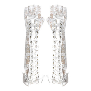 lolita白蕾丝手套朋克辣妹花嫁手袖cos表演臂套性感绑带袖套甜酷