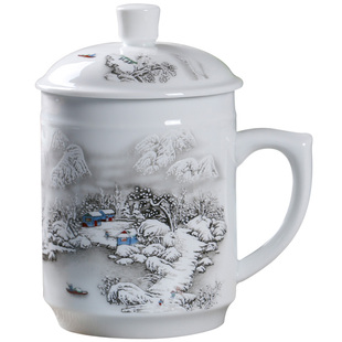 景德镇陶瓷茶杯带盖大容量办公杯2026新款马克杯高端水杯家用定制