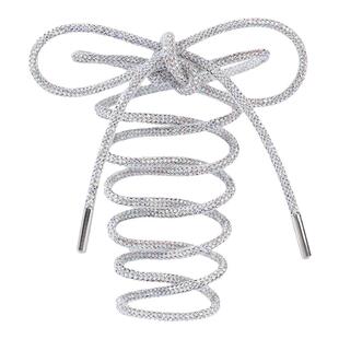 老爹鞋鞋带男女款DIY改造V2K复古银色鞋带镶钻水钻鞋带绳一双时尚