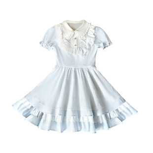 啦啦酱 梦屿岛 原创设计水色连衣裙收腰显瘦长袖套装裙甜美小裙子