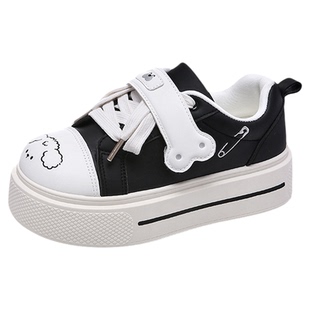 鲁鲁蛋 魔术贴厚底小白鞋女鞋2026新款春季板鞋子可爱小狗面包鞋