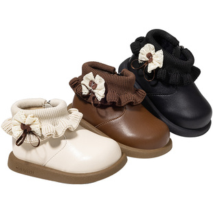 英贝米尼宝宝鞋子女宝学步鞋室内鞋女童棉靴冬季加绒女孩公主靴子