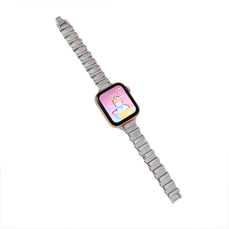 适用新款iWatch8苹果手表s9表带applewatch小蛮腰金属7细款6se链式45/42/41mm不锈钢ultra高级感透气夏天腕带