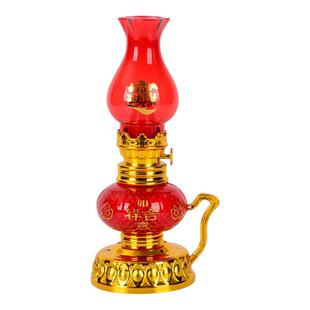 LED财丁兴旺油灯红色电子老爷灯家用插电 电池油灯财神灯拜神油灯