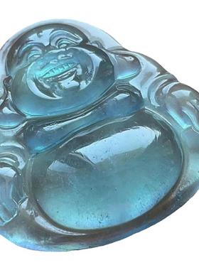 天然海蓝宝观音大肚佛吊坠男女款