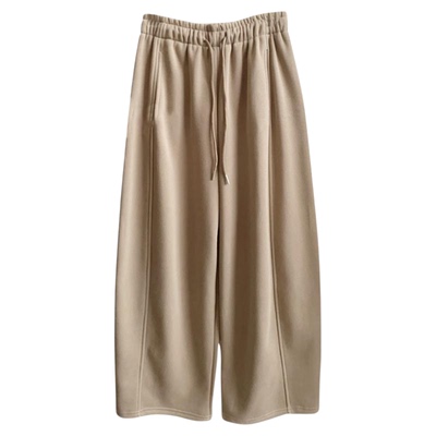 松紧腰垂感显瘦九分加绒卫裤女冬