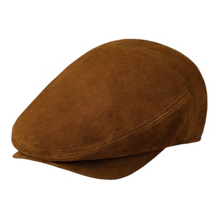 mrduck如故 进口鞣制混种绒面绵羊皮鸭舌帽男大头围 老钱风帽子冬