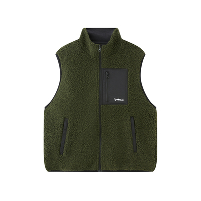 双面穿羊羔绒立领马甲羊羔绒黑色