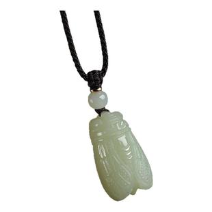 和田玉知了吊坠金榜题名一鸣惊人玉坠白玉蝉挂件玉佩项链男女款