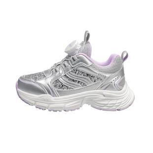 星期六女童运动鞋秋冬旋纽扣加厚软底加绒运动老爹鞋保暖女童鞋子