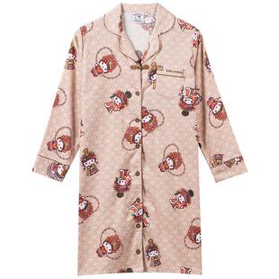 tutuanna春秋睡衣女 长款睡裙女HelloKitty长袖京剧国风家居服女