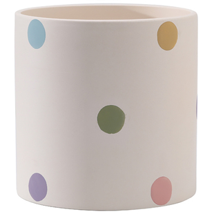 五彩手工刻印圆柱形白陶土花盆素烧胚瓷器透气自吸水绿植盆栽竹子