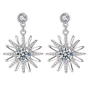 S925银耳钩潮女纯银耳坠太阳花朵耳环个性小清新耳饰小众设计银饰