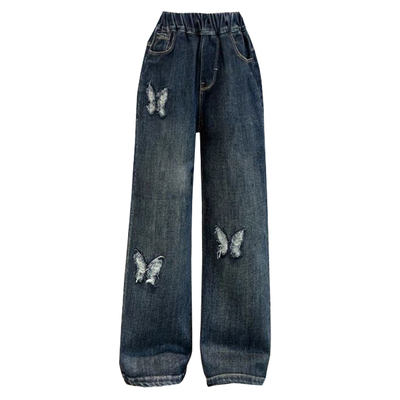 悠卡漫童装加绒牛仔裤刺绣五角款