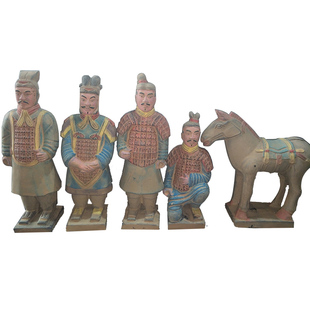 精品黑色陶俑五件套兵马俑彩绘套装摆件西安纪念品陕西特色小礼品