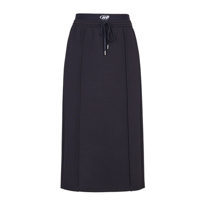 婉甸黑色包裙百搭风松紧腰系带半身裙1241K02XJ1