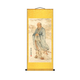 鬼谷子画像挂画谋圣国画高清中式卷轴装饰挂画家用供奉祖师爷包邮