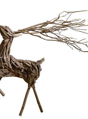 木质圣诞树发光鹿商场布置装饰