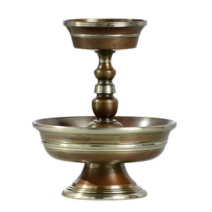 做旧仿古护法杯室内家用高脚供水杯八吉祥雕花圣水杯桌面摆件