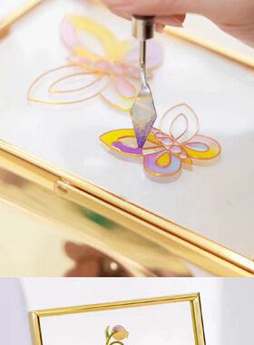 紫色花卉高级感diy免掐丝珐琅画手工非遗沙龙活动暖场玻璃相框画
