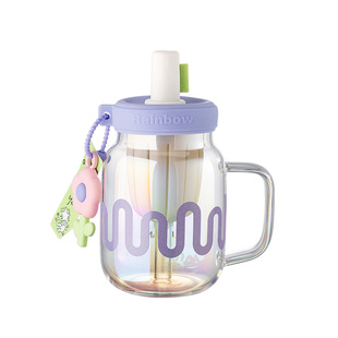 富光玻璃吸管杯大容量咖啡杯高硼硅耐高温水杯女生高颜值2025新款