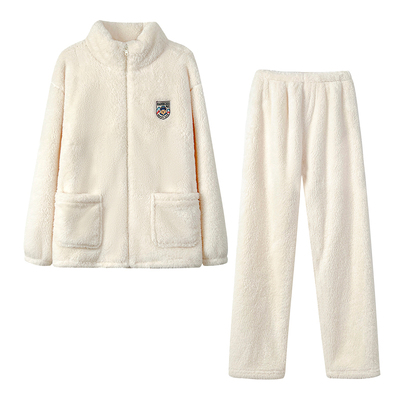 猫人珊瑚绒情侣睡衣一男一女冬季